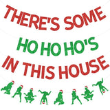 Funny Christmas Banner There'S Some Ho Ho Hos In This House Banner Garland Red And Green Christmas Winter Holiday Birthday Bachelorette Party Decorations