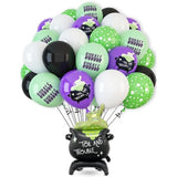 50PCS Halloween Cauldron Foil Balloons 30" Black Green Arch Kit Party Decor