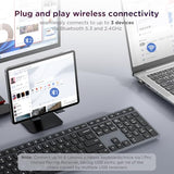 700 Modern Wireless Keyboard, 2.4 Ghz Dongle & Dual Bluetooth Connection, Aes-128 Encryption, 36 Month Battery Life, Luna Grey