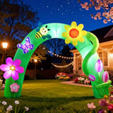 8Ft Spring Inflatable Arch With Flower Outdoor Decoration, Blow Up Easter Decoration, Built-In Leds For Holiday Party, Garden, Lawn, Yard, Patio, Indoor, Outdoor
