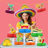 Fiesta Party Decorations - Authentic Mexican Themed Honeycomb Centerpiece For Cinco De Mayo, Taco Parties, Birthdays & Day Of The Dead Celebrations