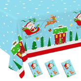 Christmas Party Supplies - Santa-Themed Disposable Tablecloth - Includes 3 Pack Of 54X108Inch Waterproof Plastic Table Covers - Perfect Merry Christmas Party Decorations