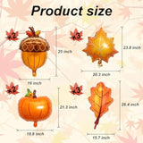 10pcs Fall Balloons with Pumpkin Maple Leaf Pine Cones for Thanksgiving Autumn Party Decor