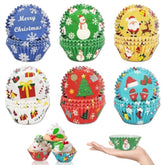Christmas Cupcake Muffin Liners - 600 Count Xmas Baking Cup Cake Liners Paper, Merry Christmas Eve Cupcake Liner Candy Wrappers Cookies Wrap Chocolate Mold For Bakeware Party Supplies (Large)