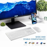 Wireless Keyboard And Mouse Combo, Ergonomic Usb Full Size Silent Keyboard With Number Pad For Windows Macos Computer Desktop Pc Laptop - Silver White