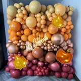 Fall Balloon Arch Kit Terracotta Autumn Colors with Pumpkins Maple Leaves for Party