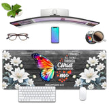 Butterfly Quote Bible Verse Philippians 4:13 Desk Pad Mat Gaming Mouse Pad With Coasters, Xl Large Mousepad Desk Decor Writing Mat Stitched Edges Non Slip Rubber Base For Office Home 31.5"X 11.8"