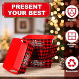 72 Pcs Christmas Gift Baskets Empty To Fill Kit Diy Basket For Gifts Empty Bulk 24 Tray Favor With Handles 24 Bows 24 Clear Basket Bags For Xmas Holiday Birthday (Buffalo Plaid)