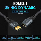 8K Hdmi Extension Cable, Hdmi 2.1 Male To Female Cable, Nylon Braided Hdmi Ext