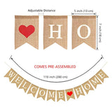 Rustic Burlap Welcome Home Banner: Heart Garland Party Decor