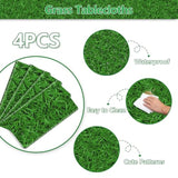 4 Pcs Green Grass Tablecloths, 51 X 86 Inch Green Plastic Tablecloth Grass Table Covers For Golf Party Decorations Woodland Baby Shower Decorations