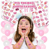 96 Pcs Pig Pre-Cut Temporary Tattoos For Kids | Super Cute Themed Birthday Party Favors, Supplies, Decorations, Cute Farm Animal Fake Tattoo Stickers, School Rewards Prizes & Gifts For Boys & Girls
