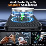 Magnetic For Iphone 12 Pro Max Case, Anti-Scratch Carbon Fiber Texture-Compatible With Magsafe - Military Grade Drop Protection - Slim Shockproof Phone Cover 6.7", Black