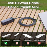 For Starlink Cable 6.56Ft For Starlink Mini Usb C Cable With Indicator Led Light Work With 60W+ Power Bank Waterproof For Starlink Mini Accessories(6.5Ft/2M)