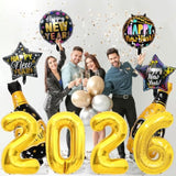 10pcs 2026 Happy New Year Foil Balloons Party Decorations