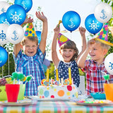 50 Pieces Nautical Print Latex Balloons Set Nautical Party Decorations Balloons And Silver Ribbons For Navigation Themed Birthday Baby Shower Party Favor Supplies