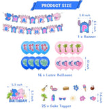 Cartoon Blue Birthday Decorations Luau Set with Banners Balloons Cupcake Cake Toppers