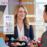 AI Translation Glasses, Bluetooth Eyeglasses with Real-Time Translator for 164 Languages, Photochromic Spring Hinge Bluetooth Glasses with Speakers,