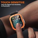 2 Pack For Apple Watch Ultra 3/2/1 Screen Protector 49Mm, 9H Tempered Glass Film With Titanium Alloy Frame, Anti Scratch, Touch Sensitive, Protective Film For Iwatch 49Mm (Orange Numeric)