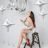 Silver Star Foil Balloons: Party & Event Decorations - 12 Pack