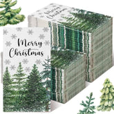 200 Count Christmas Tree Disposable Bathroom Hand Towels Paper Guest Towels For Bathroom Tree Flower Bird Napkin Paper Disposable Guest Napkins For Birthday Holiday Party Supplies