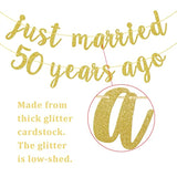 Just Married 50 Years Ago Banner, We Still Do Banner, 50Th Anniversary Party Decorations, Gold Glitter