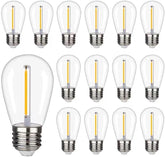 15 Pack Shatterproof LED String Light Bulbs E26 Base Waterproof 2200K Warm White