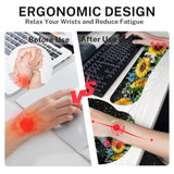 Yellow Sunflower Daisies Desk Mat, Turtle Leaves Floral Mouse Pad Set 4-In-1 Large Mousepad+Keyboard Wrist Rest+Mouse Wrist Rest+Coaster With Ergonomic Design, Non-Slip Mat