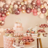170Pcs Blush Dusty Rose Pink Balloons Garland Arch Kit, Boho Peach Ros