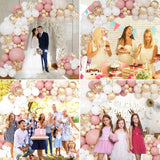 161Pcs Blush Dusty Pink Balloon Garland Arch Kit, Retro Pink White Balloons Champagne Confetti Balloons For Birthday Party Baby Shower Garden Tea Party Bachelorette Bridal Wedding Decorations