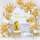 Gold Crown Foil Balloons for Royal Party, King & Queen Birthday, Wedding, or Baby Shower