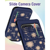 For Google Pixel 9 Case/Pixel 9 Pro Case - With Ring Stand & Camera Cover Aesthetic Cute Designed Women Girls Girly Kawaii Sun Moon Stars For Pixel 9/9 Pro Phone Case Compatible With