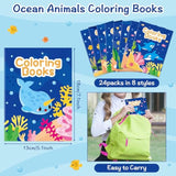 Ocean Animals Coloring Books - 24Pcs Under The Sea Mini Colouring Book Bulk For Kids Party Favors, Sea Animal Summer Diy Art Drawing Booklet Supplies, Birthday Painting Game Goodie Bag Fillers