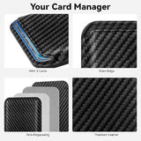 Magnetic RFID Leather Phone Wallet MagSafe for iPhone 12-16 Carbon Black