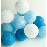 Blue 6Cm Cotton Balls String Lights Pom Pom Lights For Bedroom Playroom 3M/10.2Ft 20 Leds Fairy Lights For Bedroom, Apar