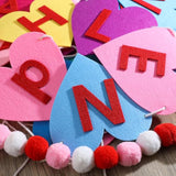 3 Pcs Happy Valentine'S Day Felt Candy Heart Bannerfelt Ball Pom Pom Garlands Wool Felt Hearts Garlands Pastel Candy Hanging Decor For Home Fireplace Window Walls Decor,9.8Ft