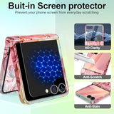 For Samsung Galaxy Z Flip 7 Case,Built In Front Screen Protector,Gold Glitter Marble Pattern Hard Pc Slim Shockproof Full Body Drop Protective Case For Galaxy Z Flip 7 5G (2025), Rose Gold