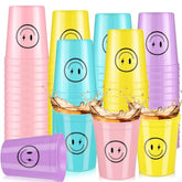 24 Pcs Smile Pattern Drink Cups Smile Face Plastic Cups 16 Oz Reusable For Kids First Birthday Party Picnics Sports Event Wedding Bachelorette Decorations (Funny)