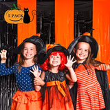 5 Pack Orange Black Foil Fringe Curtains 3.26x6.6ft Halloween Backdrop Party Decor