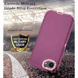 Phone Case For Iphone 16E Case With Hd Screen Protector, Heavy Duty Shockproof & Dustproof & Dropproof 3-Layer Cover Phone Case For Iphone 16E,Wineredpink