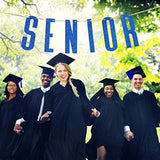 Navy Blue Glitter Senior Banner Congrats Grad Graduation Party Bunting Decor