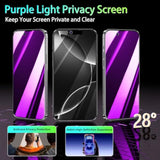 2 Pack Privacy Screen Protector For Iphone 14, Iphone 13 Pro, Iphone 13 6.1 Inch Anti Spy Private Tempered Glass Film, Purple Gradient Anti Blue Light, Anti-Scratch, Full Coverage