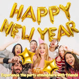 Gold Happy New Year Banner Balloons, 16Inch New Years Eve Party Suppli