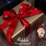 2 Rolls Christmas Ribbon For Wrapping,Red And Blue Ribbon With Gold Sn