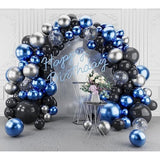 Blue Silver Black Balloons Garland Arch Kit-123Pcs Confetti Metallic Blue Balloons Party Decoration For Baby Shower Birthday New Years Graduation Anniversary Retirement