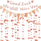 We Will Miss You Banner - Rose Gold Going Away Party Decorations Good Luck Banner Pennant Garland For Graduation Farewell Retirement Goodbye Coworker Leaving Party Decoration Supplies
