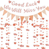 We Will Miss You Banner - Rose Gold Going Away Party Decorations Good Luck Banner Pennant Garland For Graduation Farewell Retirement Goodbye Coworker Leaving Party Decoration Supplies