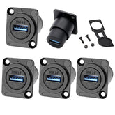 5Pcs Usb3.0 D Series Panel-Mount Connector,Waterproof Usb Port Socket 86 Panel