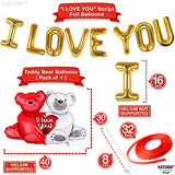 Teddy Bear I Love You Balloon Set, Pack of 55