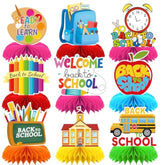 Back To School Table Decorations 9 Pcs, Back To School Honeycomb Centerpiece Table Toppers - Back To School Party Supplies Perfect For Classroom Decorations And School Events